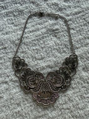 Brighton Silver Floral Filigree Statement Necklace - Women Jewelry